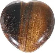 uxcell Natural Heart Shaped Crystal Stone, 1.2 Inch Mini Polished Love Gemstone Crystal, Pocket Rock Engraved Worry Stones for Women Gifts Meditation, Yellow Brown