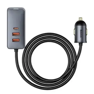 【BASEUS】倍思 120W倍享帶線四孔快充車用充電器 2Type-C+2USB-A