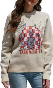 Bindefon Halloween Sweater Pullover Crewneck Ugly Christmas Sweaters Gifts Large