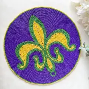 Enliven, Set of 6, Mardi Gras handmade placemat, round placemat, 14 inch