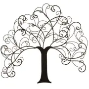 Tree Of Life Large Black Swirled Metal Wall Decor Wire Art - 16-3/4" x 17-1/2"