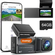 Dash Cam Car Front 2K with WiFi & Dash Cam Car 64GB Card, Super Night Vision, 170° Wide Angle WDR, G-Sensor, Loop Recording, Car Camera App Control, IPS Screen, 24-Hour Parking Mode with Motion