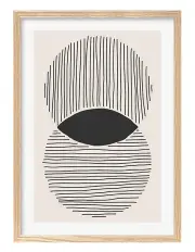 [Profile Australia] Australian Made Intersecting Circles Lines Art Print A2 in Natural Frame