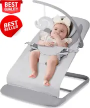 Baby Bouncer Swing & Rocker – 3 Recline Positions, Sturdy Base, Portable Lounger