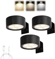 Topveden Picture Lights for Wall, Topveden No Drill Magnetic Picture Lights, 3 Color Temperatures and 12 RGB Colors, Battery Operated, Adjustable Brightness&Timer (3PCS Blakc)