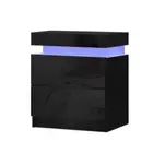 Bedside Tables Side Table Drawers Rgb Led High Gloss Nightstand