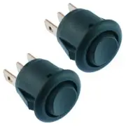 2 x Black Mini Round On-Off-On Rocker Switch SPDT 12A SCI R13-270D