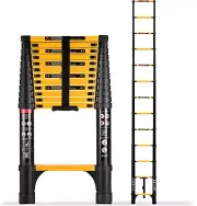 12.5FT Telescoping Ladder, Portable Extension Folding Ladder, Multi-Purpose Comp
