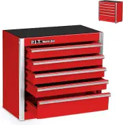 Mini Red Tool Box, Portable 5-Drawer Micro Roll Cab Steel Stackable Tool Box wit