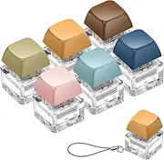 Taiyin 6 Pcs Keyboard Fidget Toy Fidget Clicker Keyboard Keychain Decompression Toys Button Stress Relief Gifts for Adult to Relief Stress Pass The Time (Morandi Colors)