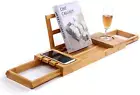 Utoplike Unique Bamboo Bathtub Tray Wooden Bath Caddy Tray with Extending Armssp