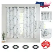 Light Filtering Floral Drapes 50" x 63" Semi-Sheer Grommet Curtains Set of 2