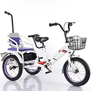 3 Wheels Bicycle for Boys and Girls,Comfort Cruiser Trike with Front Wheel Caliper Brake,Back seat with Belt,Pneumatic tire Spoke Wheels,Tandem Tricycle with armrest and Push Handle