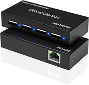 DriverGenius XtendPro4 | 4-Port 50m USB 2.0 Extender Over Ethernet (CAT5e/6/7), Driver-Free on PC/Mac/Linux | for Office, Education, Healthcare & Industry