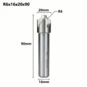 HSS Corner Rounding End Mill R6 Diameter 20mm Milling Cutter CNC Router Bits