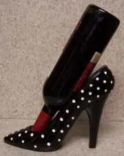 Wine Bottle Holder and/or Decorative Sculpture Party Shoe Polka Dot Heel NEW