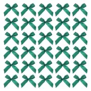 50Pcs Mini Ribbon Bow 1.8 inch Mini Fabric Satin Ribbon Deep Dark Green