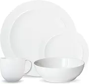 Denby White Porcelain Dinner Set for 4-16 Piece Tableware Set - Dishwasher Microwave Safe Crockery Set - 4 x Dinner Plate, 4 x Small Plate, 4 x Cereal Bowl, 4 x Coffee Mug