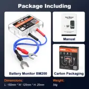 BM200 12V Battery Tester Wireless Bluetooth 4.2 Battery Monitor LED Display SOH
