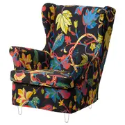 STRANDMON slipcover for wing chair, Stigsbo multicolour/black