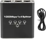 Ethernet Splitter USB Powered Gigabit Network Hub with 4 Ports 1000Mbps 4 Outputs 2 Computers Share LAN Cable Simultaneously for Cat8 Cat7 Cat6 Cat5 Cable Stylish Aluminum Alloy De
