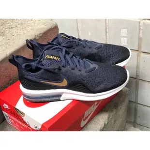 大罐體育👟nike air max sequent4 氣墊 慢跑鞋 女 深藍 金 跑步鞋 金勾 現貨