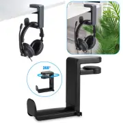 360° PC Gaming Headset Headphone Hook Holder Hanger Mount Under Desk +Cable Clip