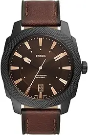 [FOSSIL] Men's Brown Leather Machine Analogue Watch, 49mm