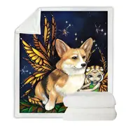 Fantasy Pet Dog Corgi of the Faeries Throw Blanket