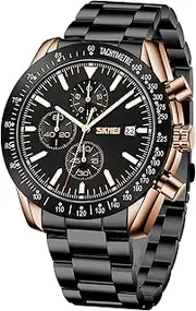 [Bilisooy] Watches for Men, Stainless-Steel Mens Watch, Classic Analog Analog-Quartz Watch with Digital Dial, Auto Date, Waterproof Men's Wrist Watches
