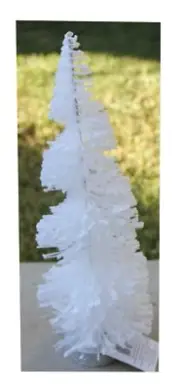 15" Mini Christmas Snowed White Tree Pine Tree Mantel Tabletop Decor Ornament