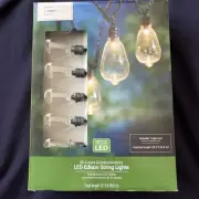 New 35 count Warm White LED Edison Bulb Outdoor String Lights with Black Wire