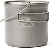TOAKS Titanium Pot with Bail Handle, Outdoor Hanging Camping Cookware Easy to Carry