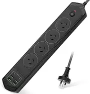 Itreatu Power Board,10-in-1 Power Strip,Master Switch,Surge Protection,4 USB Ports,2 Type-c,4 AC Outlets,2 M Extension Cord