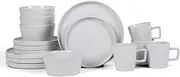 [Stone Lain] Celina Modern Stoneware 16-Piece Dinnerware Set, Plates and Bowls Set, White Glossy, Dish Set Service for 4