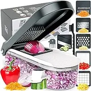Vegetable Chopper, 6-in-1 Mini Chopper, Mandolin Slicer with Finger Guard, Cleaning Brush, Vegetable Cutter for Salad Potato Carrot, Kitchen Gadget