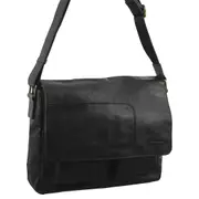 Pierre Cardin 31cm Rustic Leather Computer/Messenger Bag w/ Zip/Pockets Black