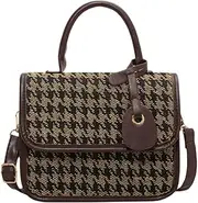 [Chloe soo] Shoulder Bag for Women Leather Pink/Black Tote Bag Fashion Clutch Retro Classic Purse Buckle Closure