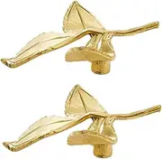 Brass Drawer Knob 2 Pack Chinese Style Drawer Brass Olive Branch Handle Shoe Cabinet Wine Cabinet Wardrobe Door Handle Single Hole