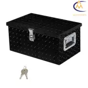 20" x12" x9.5" Black Aluminum Diamond Plate Tool Box for Pickup Truck RV Trailer