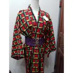 日本和服紅色普普風羽織和服無附腰帶