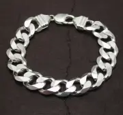 8" Mens Italian Bold Solid Miami Cuban Link Chain Bracelet Real Sterling Silver