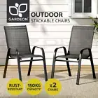 Gardeon 2X Outdoor Stackable Chairs Lounge Chair Bistro Set Patio Furniture