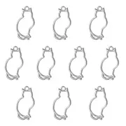 20Pcs Cat Shaped Alloy Open Back Bezel Pendants Resin Frame, Silver Tone