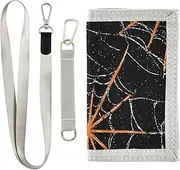 [miaozhen] Halloween Web trifold minimalist wallet for women simple lighweight clip wallet for men with lanyard carteras para hombres, Halloween web, 1 size
