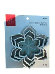STIR Nested Set Comfort Grip Metal Snowflake Cookie Cutters NEW