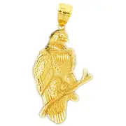 14K Gold Eagle Perched On Branch Pendant
