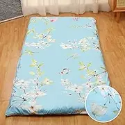 Preboun Futon Mattress Cover with Zipper 84 x 58/80 x 39 Japanese Floor Cushion Tatami Thai Korean Sleep Mats Protector Cover Washable Skin Friendly Without Futon(Twin Size)
