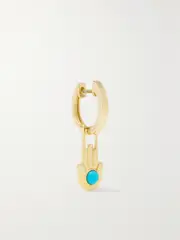 [Robinson Pelham] Robinson Pelham - Hamza Hand Earwish 14-karat Gold Turquoise Single Hoop Earring - One size One size Gold