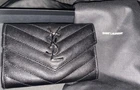YSL Saint Laurent Small Envelope Wallet Grain Leather silver hardware